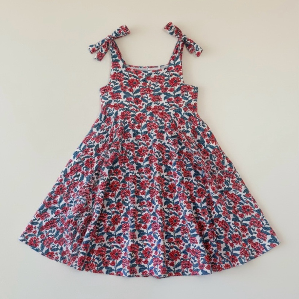 Remie Girl Sunnie Liberty Floral Twirl Dress Red White Blue Cotton Girls Size 7
